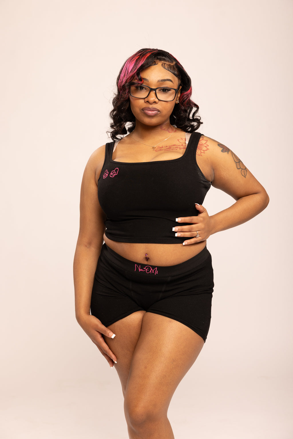 Black tank top and shorts set